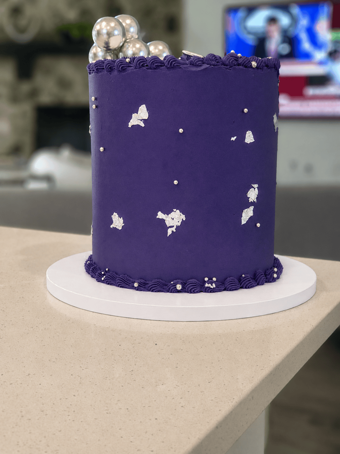 A frosted birthday cake