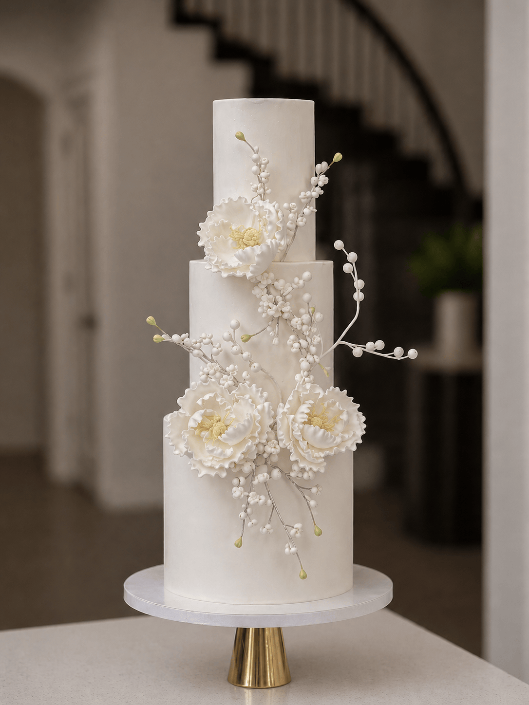 A tiered wedding cake